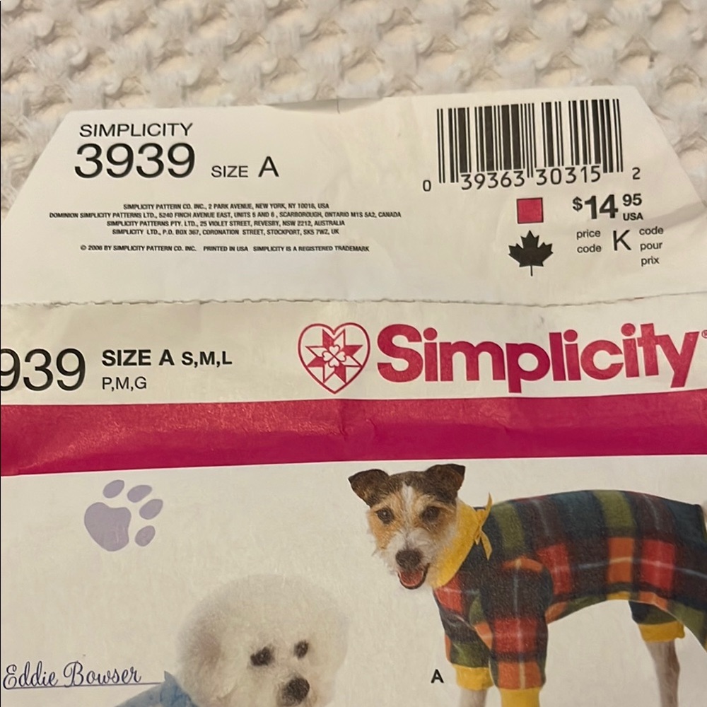 Simplicity Dog Clothing Pattern - Picture 6 of 6
